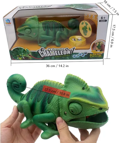 Miniatura 6 de Tipmant Camaleón RC Juguete de animal a control remoto realista lagarto eléctrico electrónico mascotas coche niños regalos de cumpleaños (verde)