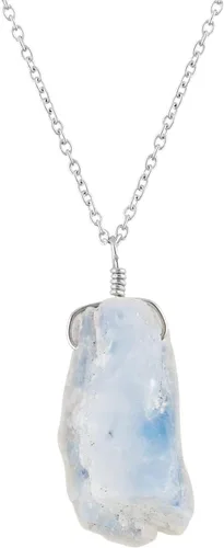 Collar con colgante de piedras preciosas, piedra de energía áspera, cristales curativos de chakras, plata esterlina 925, chapado en rodio, piedra