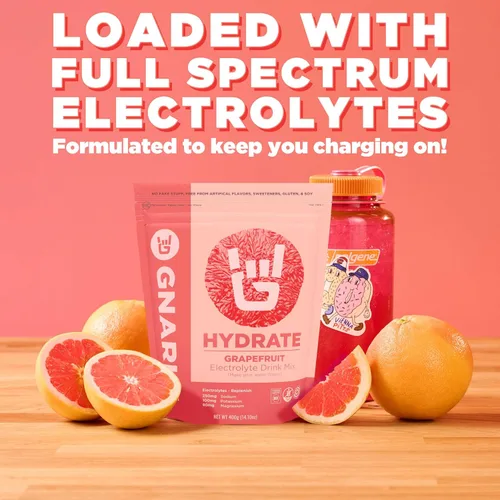 Miniatura 4 de Gnarly Nutrition Hydrate Electrolyte Powder - Mezcla de bebida hidratante para ejercicio de pomelo rojo rubí - Contenido NSF certificado - Solución