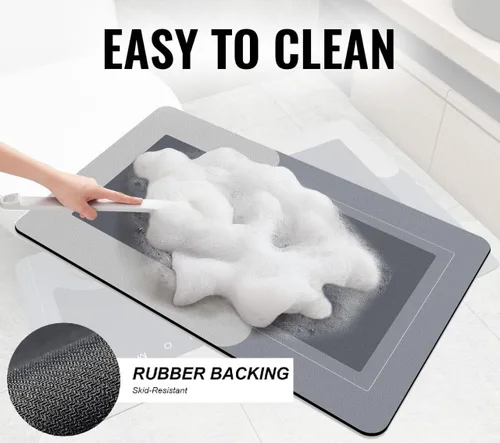 Miniatura 2 de Tapete de baño modernizado, súper absorbente, antideslizante, lavable, tapete de baño de goma, tapete mágico para bañera y suelo