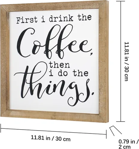 Miniatura 3 de SANY DAYO HOME Letrero de café con marco de madera rústica, 12 x 12 pulgadas, decoración de pared para el hogar, cocina, barra de café