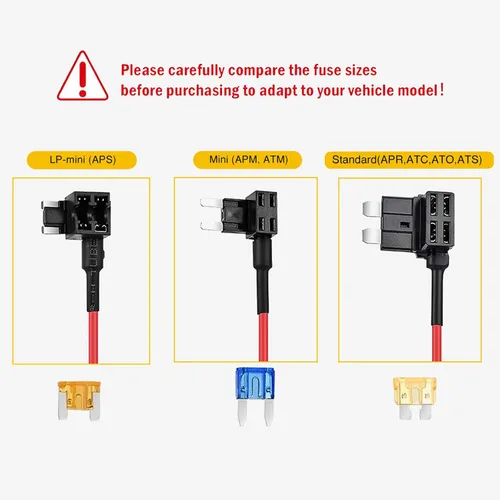 Miniatura 2 de Adaptador de grifo de fusible de 12 V para encendedor de cigarrillos de automóvil, cable de 18 AWG con soporte para fusibles, (LP-Mini APS)