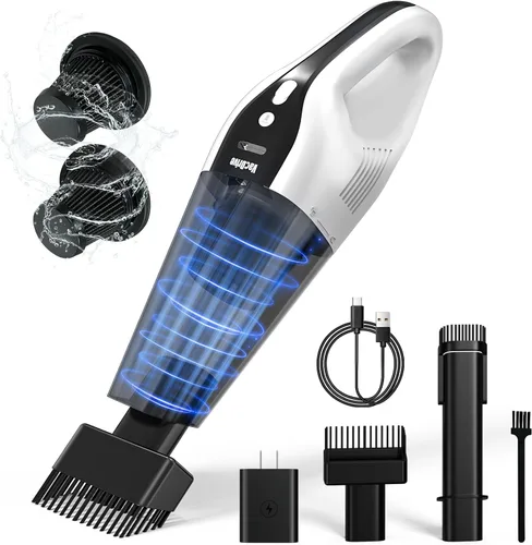 Handheld Vacuum Cordless, Portable Rechargeable Car Vacuum Cleaner with Multi-Nozzles & Washable Filter, Strong Suction for Car, Home & Pet Hair,