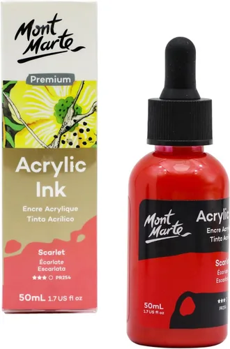 Miniatura 11 de Mont Marte Tinta Acrílica Premium 12 piezas x 20 ml (0,7 fl.oz. EE.UU.), Tintas acrílicas para artistas, colores esenciales, ideal para aerógrafo