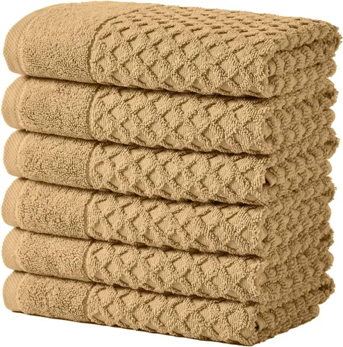 Miniatura 103 de Great Bay Home - Toallas de mano 100% algodón blanco, 6 toallas de baño suaves para manos, altamente absorbentes y de secado rápido, colección