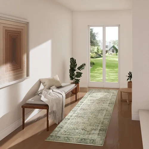 Miniatura 5 de Alfombra de pasillo lavable antideslizante: alfombra de cocina de 2 x 6 pies, resistente a las manchas, con parte trasera de goma, alfombra suave