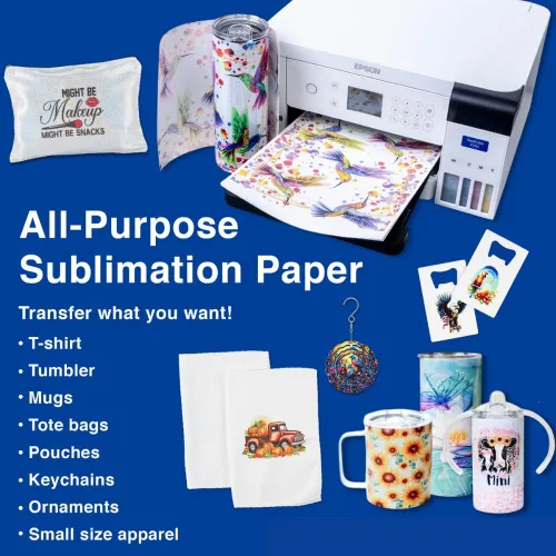 Miniatura 4 de Makerflo Papel de sublimación, 100 hojas de 8.5 x 11 pulgadas, sublimación de transferencia de calor para vasos, camisetas, fundas de teléfono