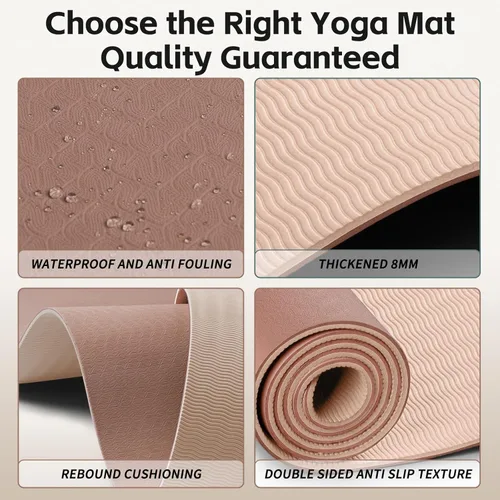 Miniatura 5 de PAIDU Yoga Mat 8mm Super Thick TPE Fitness Mat SGS Certified Non-Slip, Odorless & Tear-Resistant Unisex with Strap for Yoga, Pilates, Marrón