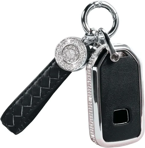 Compatible con funda para llavero Honda con llavero, funda de repuesto para llavero de automóvil con diamantes de imitación, carcasa negra para