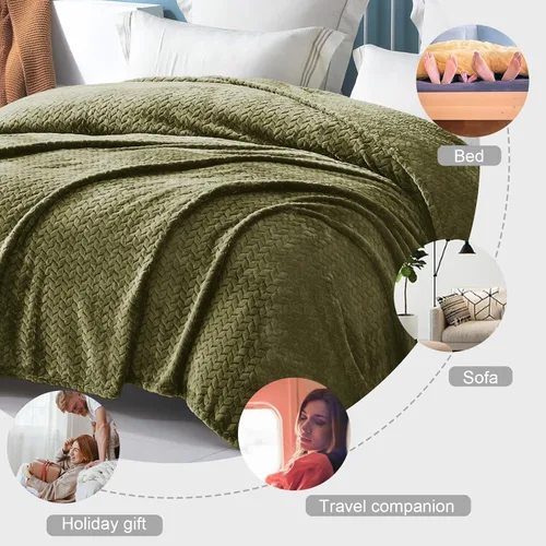 Miniatura 3 de Exclusivo Mezcla Manta de vellón tamaño King para cama, 90 x 104 pulgadas, manta de franela jacquard suave, acogedora y ligera, felpa cálida