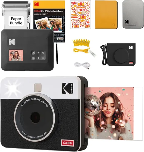 Miniatura 15 de KODAK Mini Shot 3 Cámara digital instantánea retro de 3 x 3 pulgadas e impresora fotográfica, 38 hojas, cámara de impresión portátil 2 en 1, Amarillo