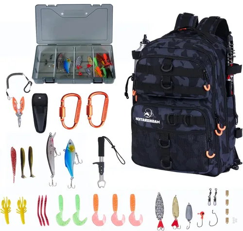 Miniatura 8 de Fishing Backpack with Rod Holders,900D Oxford Water-Resistant Fishing Gear,42L Large Storage Tackle Bag for Men