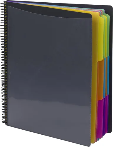 Smead Organizador de proyectos de polietileno de 12 bolsillos, tamaño carta, pestaña de corte de 1/3, gris con colores brillantes (89207) (paquete