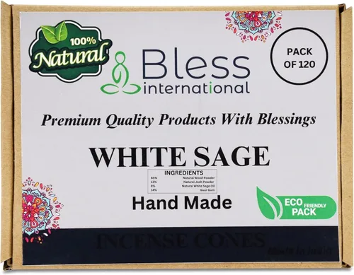Miniatura 40 de Bless International Conos de incienso 100% naturales de lavanda hechos a mano, sumergidos a mano, libres de químicos orgánicos para purificación