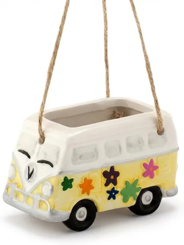 Miniatura 6 de The Bridge Collection Hippy Bus Maceta - Retro Peace Van Soporte de cerámica pintado a mano para suculentas y hierbas, mini maceta boho