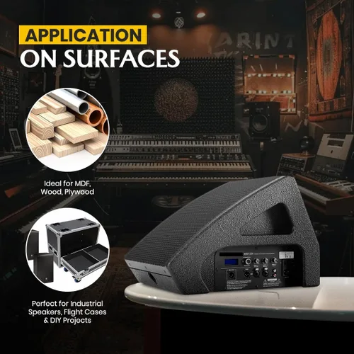 Miniatura 7 de GRANOTONE Pintura para Altavoces Negra 1 Galón Recubrimiento Texturizado para Gabinetes de Altavoces, Estuches para Transporte, Metal y Muebles