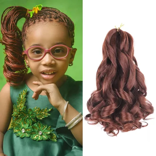 Cabello rizado francés trenzado de 10 pulgadas, color 33, cabello rizado preestirado, 8 paquetes de trenzas de ganchillo para trenzas de caja con
