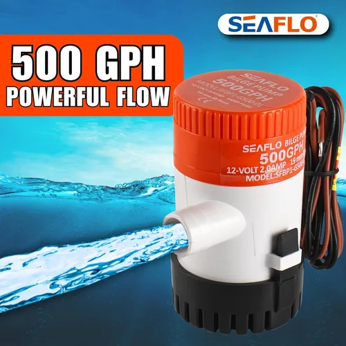 Miniatura 3 de SEAFLO Bomba de Sentina Serie 01 500 GPH – 12V, Salida de 3/4", Bomba Sumergible Marina con Protección Antibloqueo de Aire, Certificado CE y RoHS