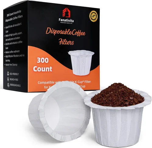 Miniatura 9 de 100 unidades de filtros de café K Cup desechables Fanativita para taza única Keurig, compatibles con todas las K Cup reutilizables (blanco)