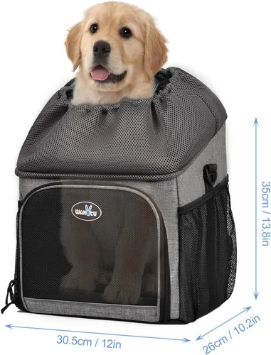 Miniatura 7 de Lixada Cesta de bicicleta para perros plegable y extraíble de 12 x 10.2 x 13.8 pulgadas con cubierta impermeable, mochila multifuncional para perros