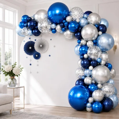 Miniatura 20 de Jobkoo Kit de Guirnalda de Arco de Globos de Videojuegos con Globos de Papel Metálico de Controlador de Juego Globos de Látex Azules Verdes Negros