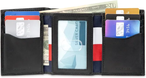 Miniatura 30 de Tommy Hilfiger - Cartera para hombre, triple pliegue, delgada, incluye ventana de identificación y tarjetero para tarjetas de crédito