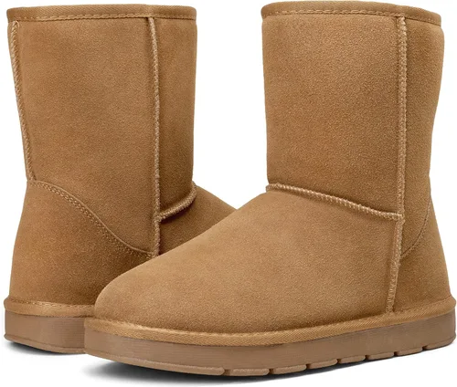 Miniatura 5 de Jousen Men's Winter Boots Suede Snow Boot Leather Mid-calf Shoes Fur Lining