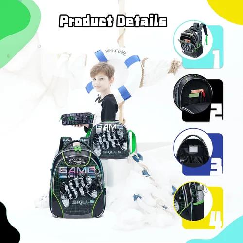 Miniatura 4 de Mochila para niñas de primaria preescolar para niños de la lonchera para la escuela