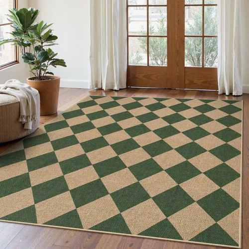 Miniatura 47 de Lahome Alfombra de yute a cuadros fácil 2'x3', alfombra pequeña para entrada, antideslizante, alfombra para la puerta delantera de la cocina