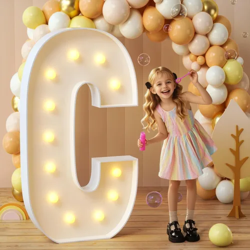 Miniatura 56 de imprsv Letras de marquesina iluminadas, letras de mosaico de 1.2 m con luz para decoración de baby shower, graduación, gran J para decoraciones