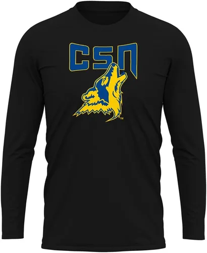 Miniatura 128 de Camisa deportiva de manga larga oficial de la NCAA Collegiate para hombre, colección negra con logotipo primario