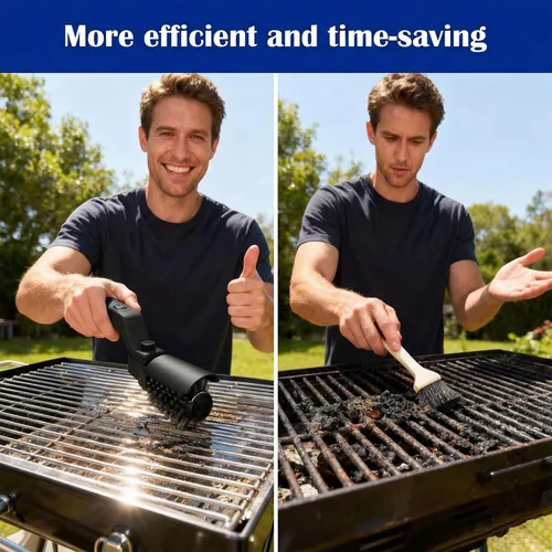 Miniatura 5 de Cepillo eléctrico inalámbrico para parrilla con ángulo ajustable, motor de potencia de 3 velocidades y cabezal de acero inoxidable, recargable, Negro