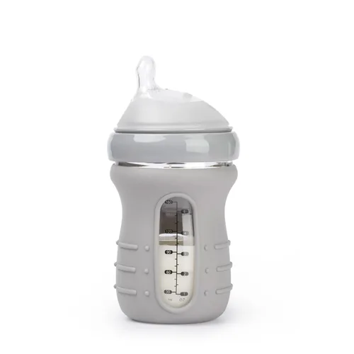 Miniatura 5 de haakaa Funda de vidrio para biberón, funda de silicona antideslizante para biberón de vidrio de cuello ancho, 4.2 onzas, 1 paquete