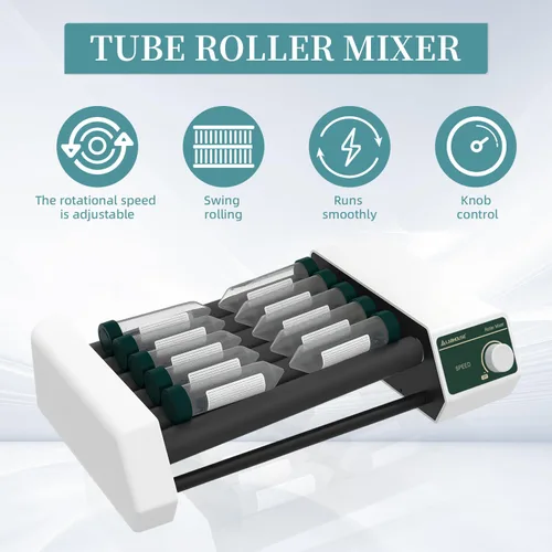 Miniatura 2 de Mezclador de rodillos de tubo de laboratorio (eje alto/bajo) oscilante 20-80RPM, 100-220V RM-6