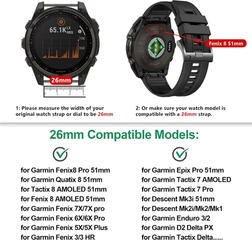 Miniatura 2 de EZMVZKU Correas Easyfit de 1.024 in para Garmin Fenix 8 AMOLED/8 Pro 2.008 in/7X/7XPro Sapphire Solar Watchands Reemplazo para Fenix 6X/6X Pro/5X/5X