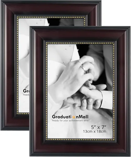 Miniatura 9 de GraduationMall Marcos de fotos de 4 x 6, vidrio real, fotos para pared o mesa, color negro con cuentas plateadas, paquete de 2