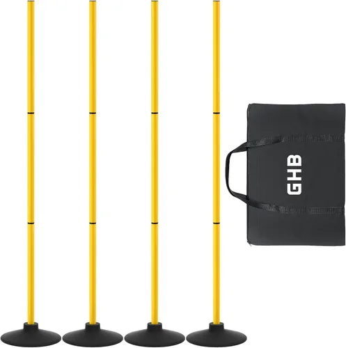 GHB Postes de Agilidad Paquete de 4 de 50" Postes de Entrenamiento de Fútbol Deportivo, Equipo de Entrenamiento de Velocidad Desmontable Accesorios