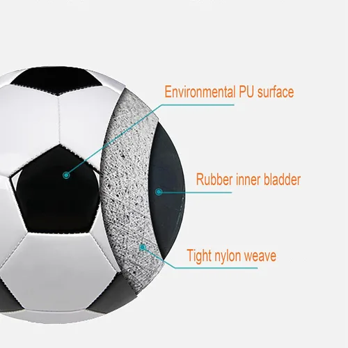 Miniatura 2 de Balón de fútbol tamaño 2, 3, 4, 5 con aguja de bomba, clásico, blanco, negro, más grueso, poliuretano, tejido apretado, adecuado para jóvenes, liga