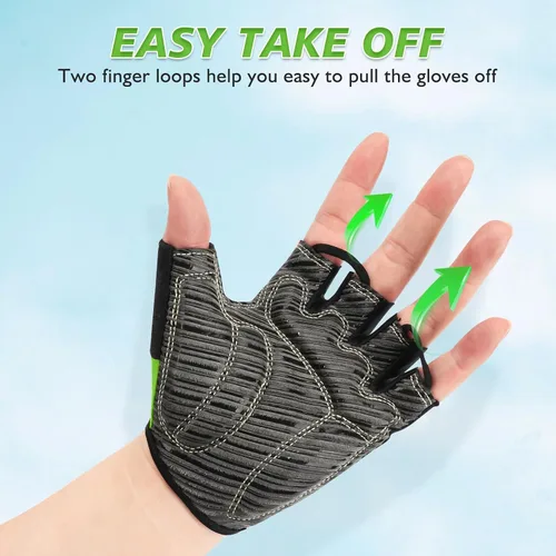 Miniatura 7 de Guantes de ciclismo con almohadilla absorbente de golpes, agarre extra, ajuste flexible, peso ligero, transpirable para hombres y mujeres ciclismo