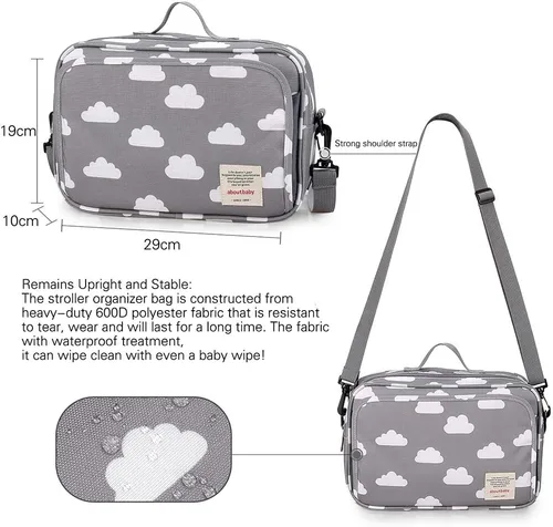 Miniatura 4 de Organizador de pañales para bebé, bolsa para cochecito de bebé, contenedor de almacenamiento para toallitas y juguetes, mini bolsa de pañales