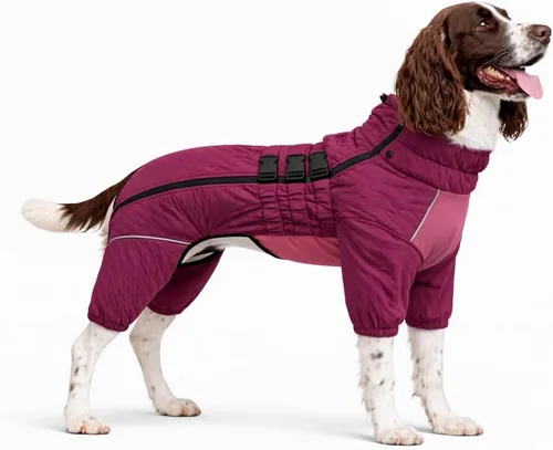 Miniatura 30 de Abrigo cálido para perros de doble capa, chaleco para perros, 4 patas cubiertas, resistente al viento, impermeable, reflectante, gris XS - L
