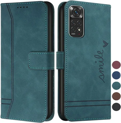 Miniatura 11 de Funda tipo cartera para Xiaomi Redmi Note 11, Redmi Note 11 Funda con tarjetero Funda de cuero con función atril Protección completa magnética Negro