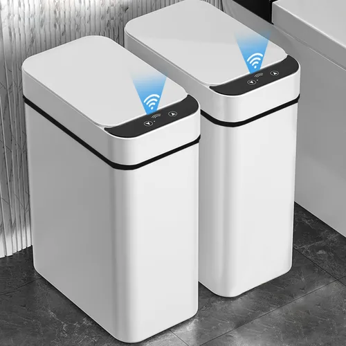 Miniatura 8 de Yatmung 2 Pack - Cubo de basura inteligente de 9,5 L con sensor de movimiento, delgado, sin contacto, para baño - Cubo de basura estrecho con tapa