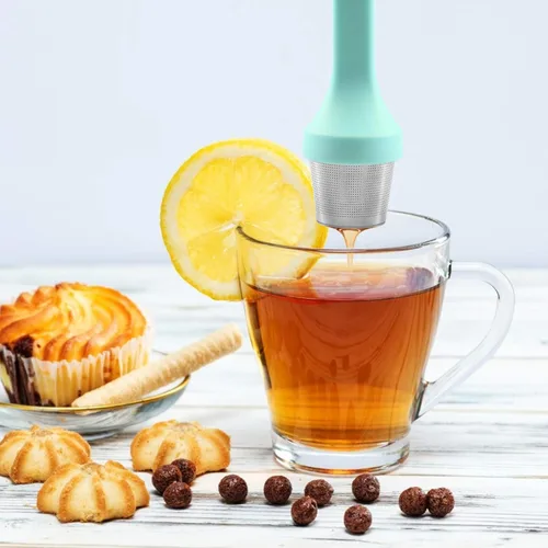 Miniatura 6 de Infusor de té, filtro de taza de té de malla extra fina, mango de silicona, colador de té de acero inoxidable, suelto, más empinado para té de hojas
