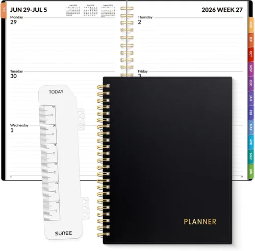 Miniatura 20 de SUNEE Agenda semanal y mensual 2026, de enero de 2026 a diciembre de 2026, agenda diaria con pestaña mensual, cubierta flexible, páginas de notas