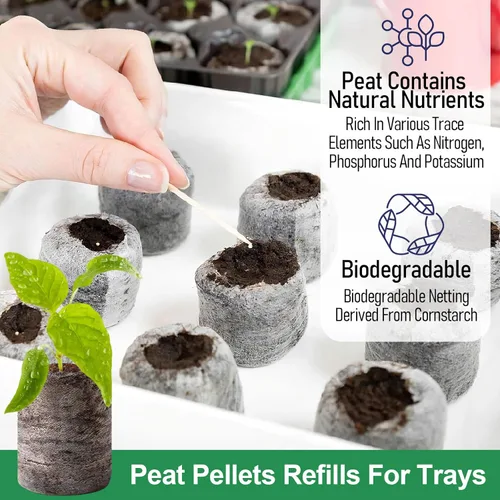 Miniatura 4 de Legigo 50 piezas de pellets de turba de 36 mm para inicio de semillas - Cápsulas de inicio de semillas comprimidas, pellets de inicio de semillas