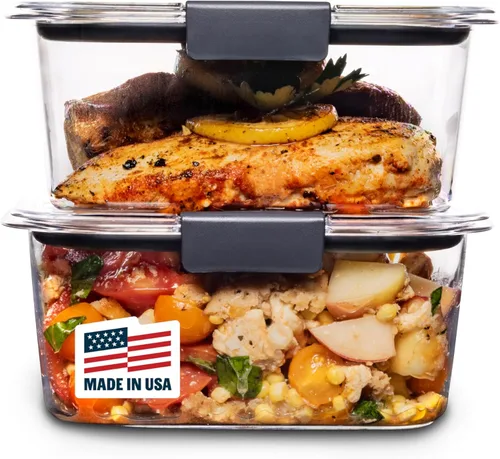 Miniatura 15 de Contenedor de almacenamiento de alimentos Rubbermaid Brilliance, plástico sin BPA, Mini, 0,5 tazas, 4 unidades, transparente, Transparente