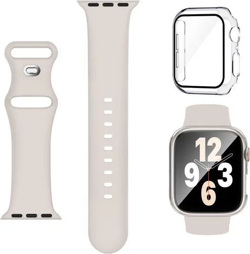 Miniatura 20 de Adorique 3-en-1 compatible con Apple Watch Band de 40 mm, 41 mm, 42 mm, 44 mm, 45 mm, 46 mm, correa deportiva de silicona suave para iWatch Series