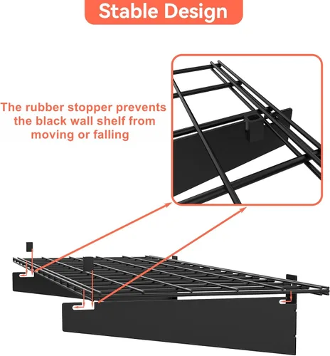 Miniatura 4 de TORACK Paquete de 2 Estantes de Pared para Garaje, Estantes de Alambre Montados en la Pared de 15" x 45" para Garaje de Servicio Pesado, Estantería