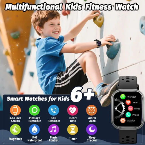 Miniatura 3 de Heroange - Reloj inteligente para niños y niñas, resistente al agua IP68, reloj de seguimiento de fitness para niños con pantalla de 1.83", monitor